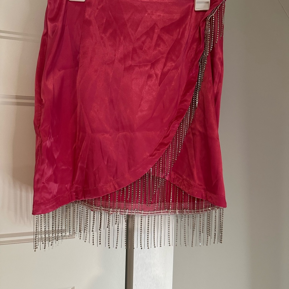 SHEIN Pink Asymmetrical Wrap Mini Skirt